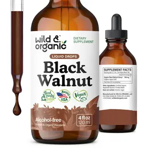 Wild & Organic's Black Walnut Tincture - Alcohol-Free Liquid Drops for Gut & Digestive Health - Vegan Sugar-Free High Absorption Rate - Healthcare Edible Supplement for Fitness & Dietary Support Optimum