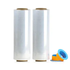 2  1500ft Industrial Clear Stretch Wrap Film 70 Gauge 15" with 3inch Plastic Rolling Handles for Pallet Wrap, Durable Self-Adhering ing, Moving, Heavy Duty Shrink Film