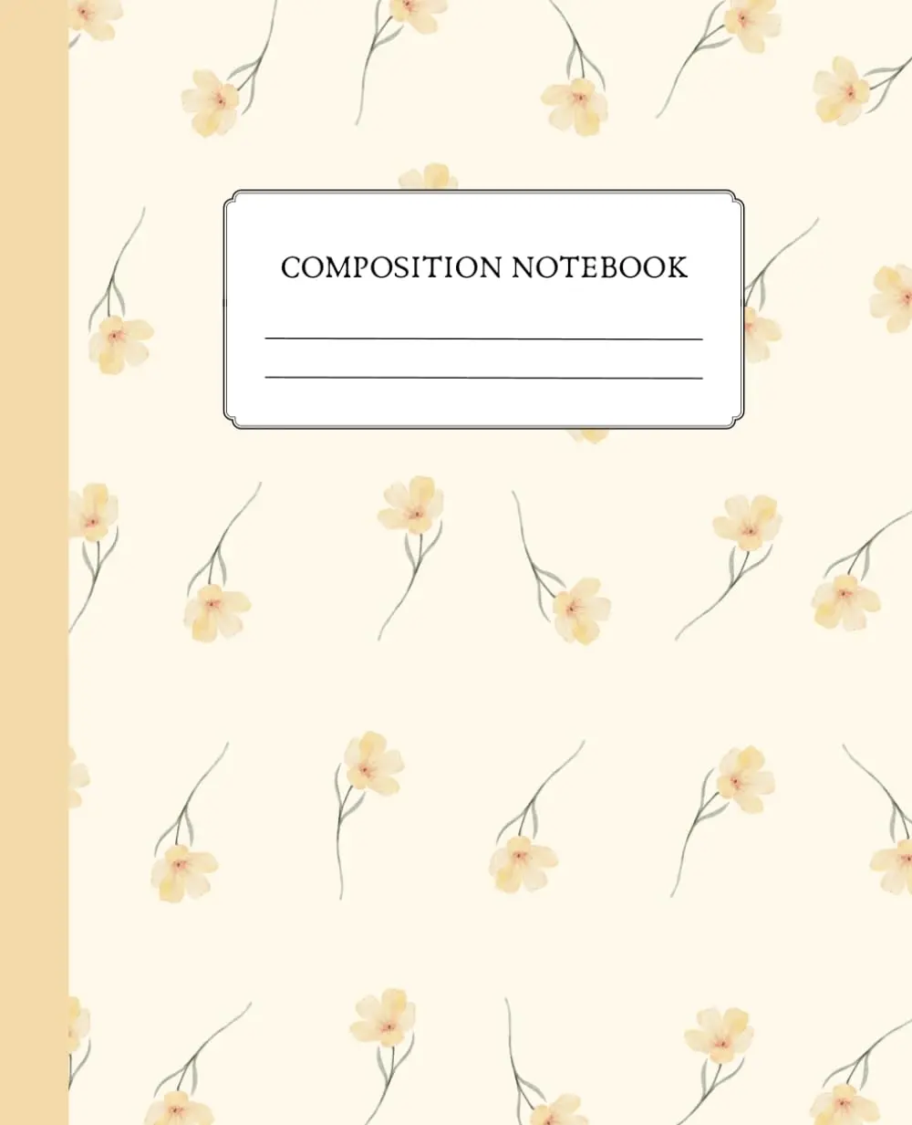 Yellow Watercolor Evening Primrose Composition Notebook: Aesthetic Flower Design | 110 Pages College-Ruled, 7.5 x 9.25" | Elegant and Minimalist Botanical Notebook for Women, Girls, Teens, Students