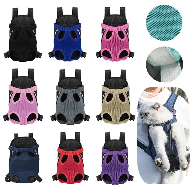 Double Shoulder Pet Carrier Backpack for Small Dogs & Cats - Breathable Mesh Front, Outdoor Walking & Hiking Travel Carrier