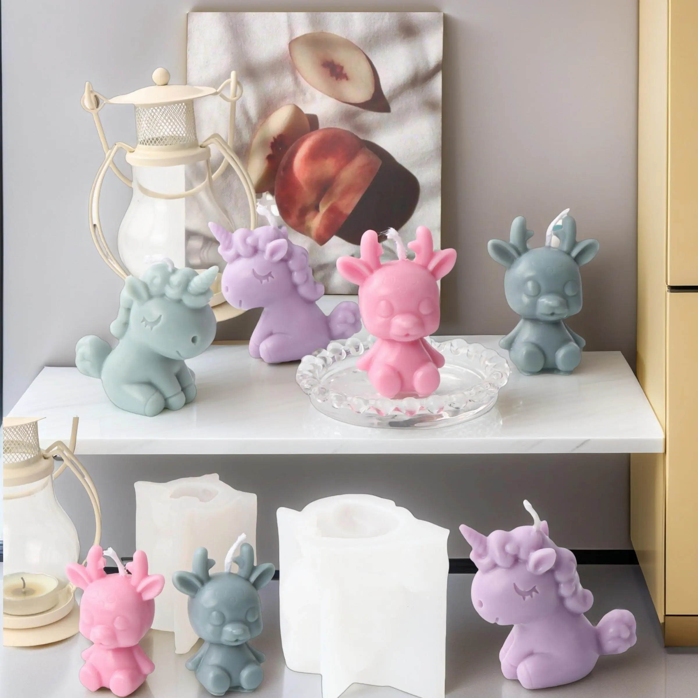 3D Cartoon Shaped Silicone Candle Mold, DIY Handmade Scented Plaster Resin Mold, Animal Soap Painting Gypsum Crafts Making Tool, Soap Molds, Silicone Molds For Crafts