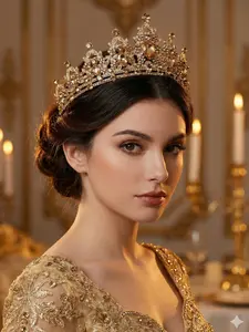 Vintage Baroque Amber Gold Crown, Extreme Luxury Queen Headpiece, Wedding, Beauty Pageant, Birthday Party, Ceiling Decoration