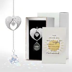 Sun Catcher Memorial Gifts A Piece of My Heart is in Heaven – Sympathy Gift for Loss of Loved One, Crystal Angel Wings Suncatcher for Windows, Bereavement & Grief Gift for Women, Remembrance Decor
