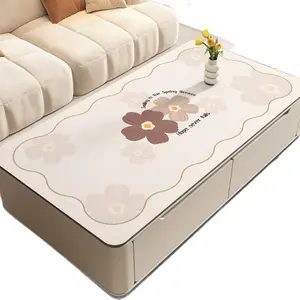 Silicone Feel PVC Coffee Table Mat Oil Proof Waterproof Heat Resistant Light Luxury High End Living Room Table Cover Rectangle