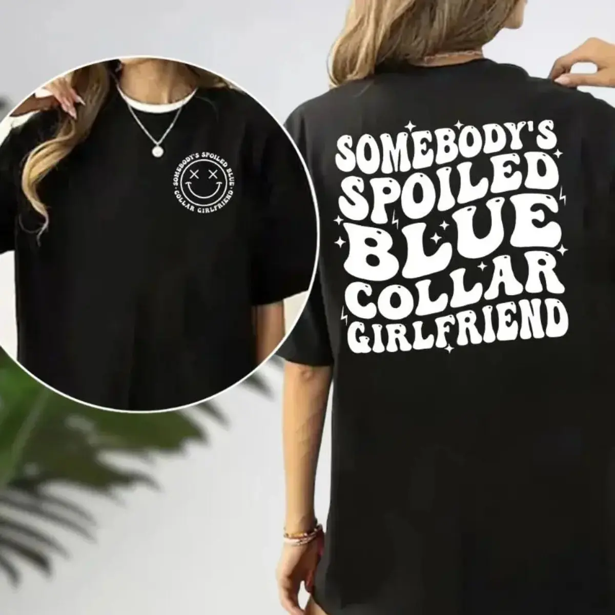 Comfort Colors Spoiled Blue Collar Girlfriend TShirt, Funny Relationship Graphic Tee, Proud Tradesman Girlfriend Shirt, Cute Couple Gift, Unisex Casual Top Amber, Unisex Short Sleeve Tee, Classic Streetwear