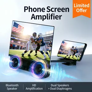 NAPSIS 12-Inch HD Acrylic Screen Magnifier Portable Bluetooth Phone Screen Amplifier with Stereo Sound, Adjustable Stand & Eye Care Technology