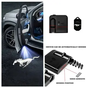 4 Pack Ford Mustang Logo Car Door Projector Lights, LED Welcome Ghost Shadow Courtesy Puddle Lights for Ford Mustang GT EcoBoost Shelby All Models