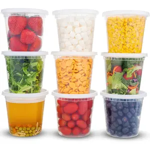 Deli Containers with Lids 24oz.Leakproof 30 Sets BPA-Free Plastic Food Storage Cups Clear Airtight Takeout Container Heavy-Duty, Microwaveable Freezer Safe Disposable/Reusable