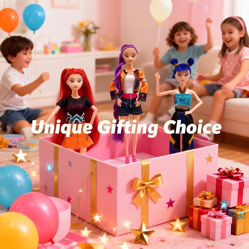 【New Year Gift】11.5 Inch 12 Joints Movable Anime Action Figures | Rumi/Mira/Zoey Collectibles | Desk Display Playable Dolls for Fans & Kids