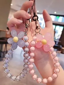 Cute Beaded Charms Keychain, 2 Counts Fashionable Flower Decor Keychain for Women & Girls, Trendy All-match & Exquisite Keychain for Birthday Gift