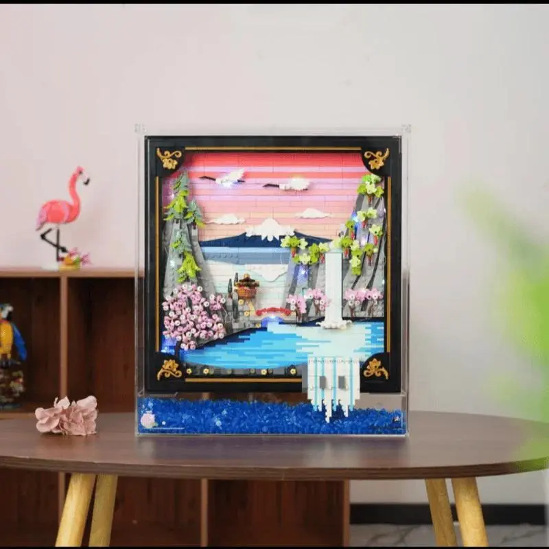 Cherry Blossom Scenery Building Blocks Set, Art-Inspired Landscape Display Model, DIY Assembly Decorative Ornament for Home Decor, Birthday and Holiday Gift