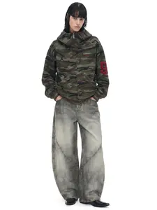 FDR Camo Big Hood Zipped Hoodie for Men & Women Letter Embroidered Oversized Heavyweight Vintage Sweatshirts Eases Social Anxiety Loose Fit Streetwear Sweatshirt, Casual Daily Wear summerwins