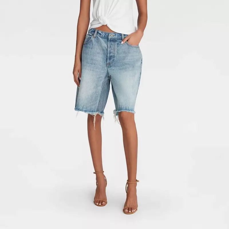 KBB by KAHLANA Women's 'The Denim Bermuda Shorts' - Light Wash - Summer Denim Bottoms