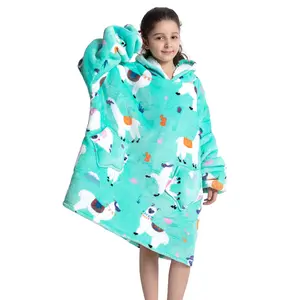 Wearable Blanket Hoodie for Boys Girls Kids One Size 1Pcs Oversized Nightgown Loungewear Warm Cozy with Pocket Soft Material Perfect for 5-13 Years
