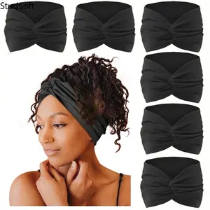 Bohemian Sports Yoga Headbands, Colorful Elastic Non-Slip Wide Hairbands, Sweat Absorbent Head Wraps for Workout Running Fitness for Women, 6 Pack Set