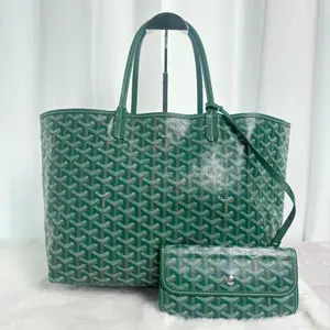 Pre-owned Goyard 2019 Saint Louis Green Tote Bag | Goyardine Monogram with Pouch|21086458