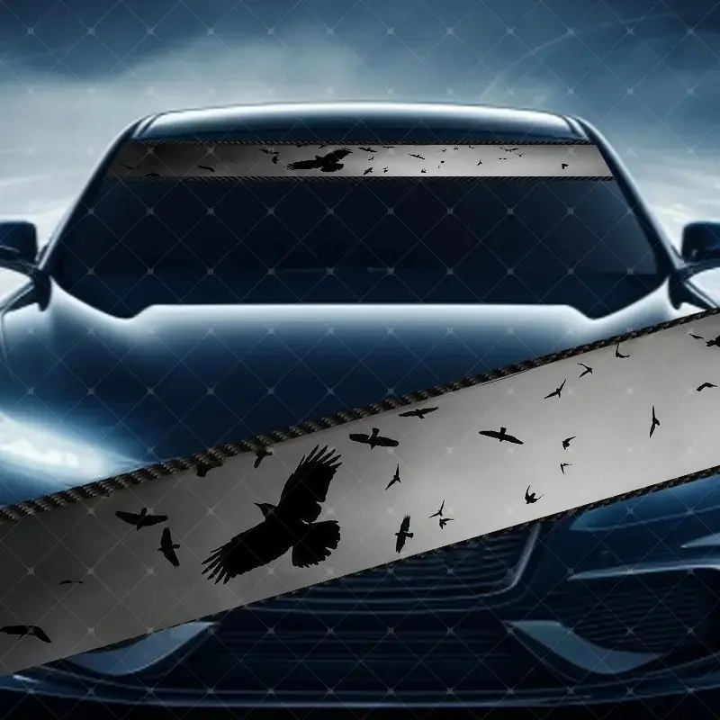 Crows Front Car Windshield Sticker for Scratch Concealment, Resilient Waterproof UV Protection Vinyl Decal for All Vehicles, Car Decals