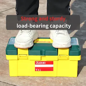 20inch Industrial plastic tool storage box with lock and removable shelves, designed for auto mechanics, garage workshops, and construction sites, featuring impact resistance