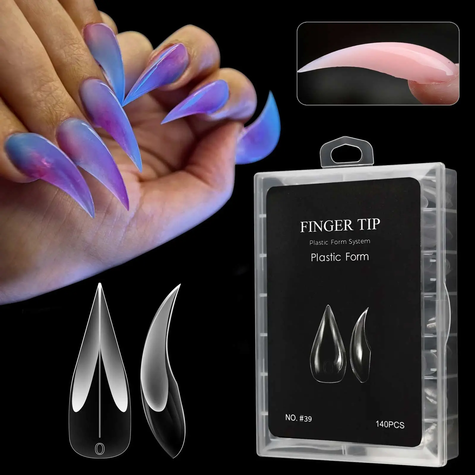 Crystal Nail Art Model Eagle Beak Shape Quick Extension, Reusable UV LED Gel Nail Tips, Long-Lasting Finger Nail Membrane, Nail Art Tools
