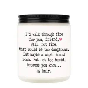 Best Friends Birthday Gifts for Women, Funny Relaxing Pressure Aroma Scented Candles for Women, Christmas, Friendship Gifts for Friends Female, I'd Walk Through Fire for You Friend Candle, Handmade