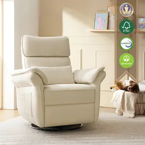 HULALA HOME Cuddle Nursery Power Glider Modern Electric Chair 270-Degree Swivel High Armrests Adjustable Headrest Waterproof Stain-Proof Oil-Proof with USB Charging & Storage