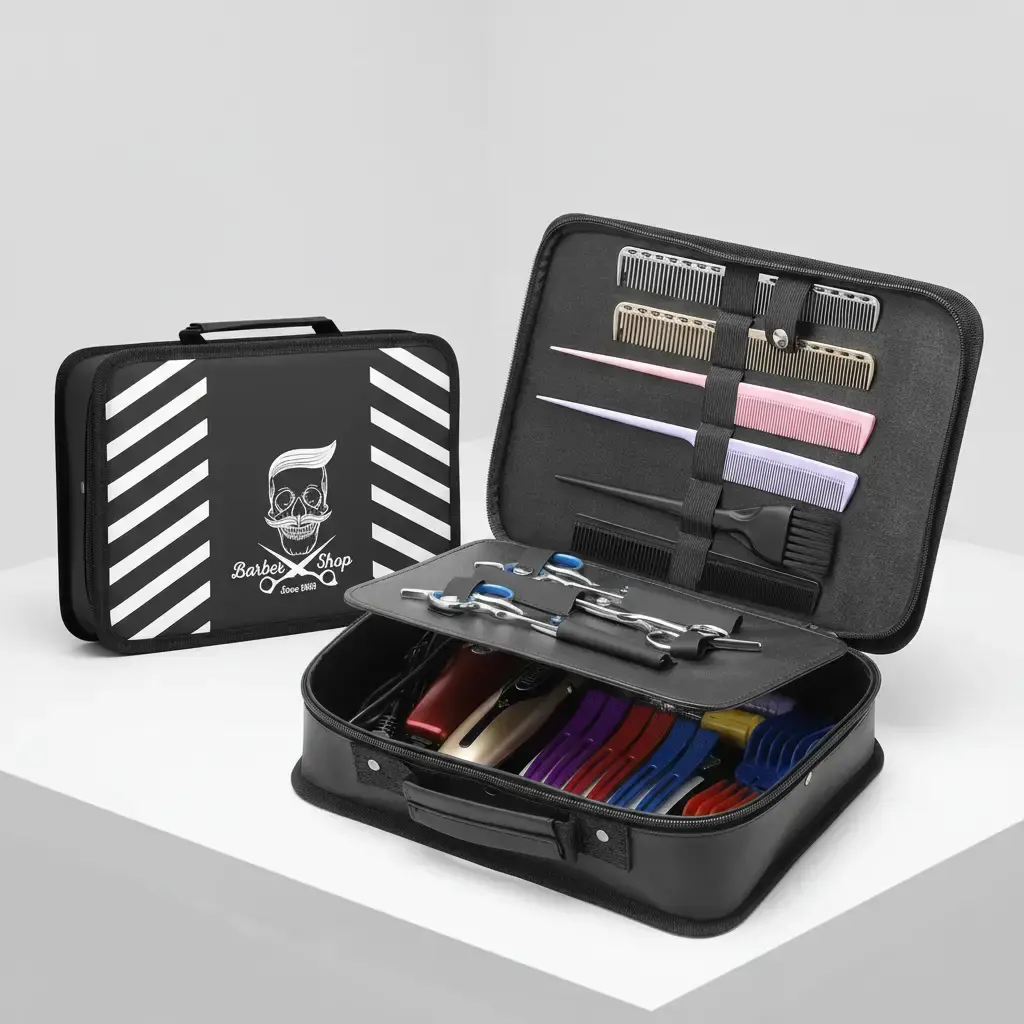 BarberTop Small Barber Carrying Case - Protective Organizer Bag with PVC Compartment for Clippers, Salon Supplies, Portable Travel Organizers