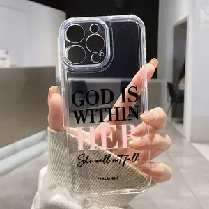 Phone Case Compatible with iPhone17 16 15 Pro Max Plus 16E 14 13 12 11 X XR God is within her Pattern Shockproof Non-Yellowing Crystal Transparent Soft Case