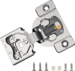 2 count 1/2" Small Overlay Concealed  Frame Hinges, 105 Open Angle 4 Level Soft Close Screw On Compact Cabinet Hinge,for  Frame Door, Soft Close On/Off , Self Closing