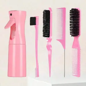 5 Piece Hair Comb Set for Hair Care, Double-Sided Cleaning Comb, Soft Bristle Hollow Comb, Styling Comb, 200ML Fine Mist Spray Bottle
