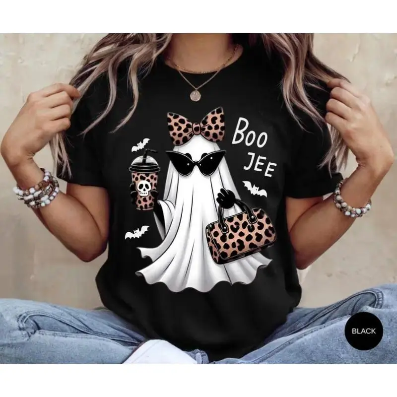 Boo-Jee Ghost Shirt Leopard Ghost Tee Ghost Coffee Shirt Funny Fall Shirt Ghost Tee Girly Halloween Gift Boojee Shirt