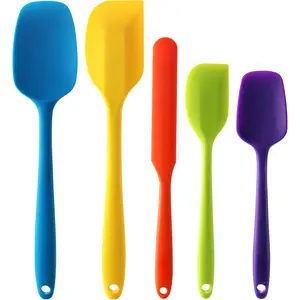 5count Silicone Rubber Spatula Set, Food Grade BPA-Free Spatulas for kitchen Use, Heat Resistant Spatula for Cooking & Baking, Dishwasher Safe