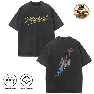 Washed T-shirt, 100% cotton, double-sided printed design Smooth Criminal variant 2 T-Shirt Michael Jackson T-Shirt