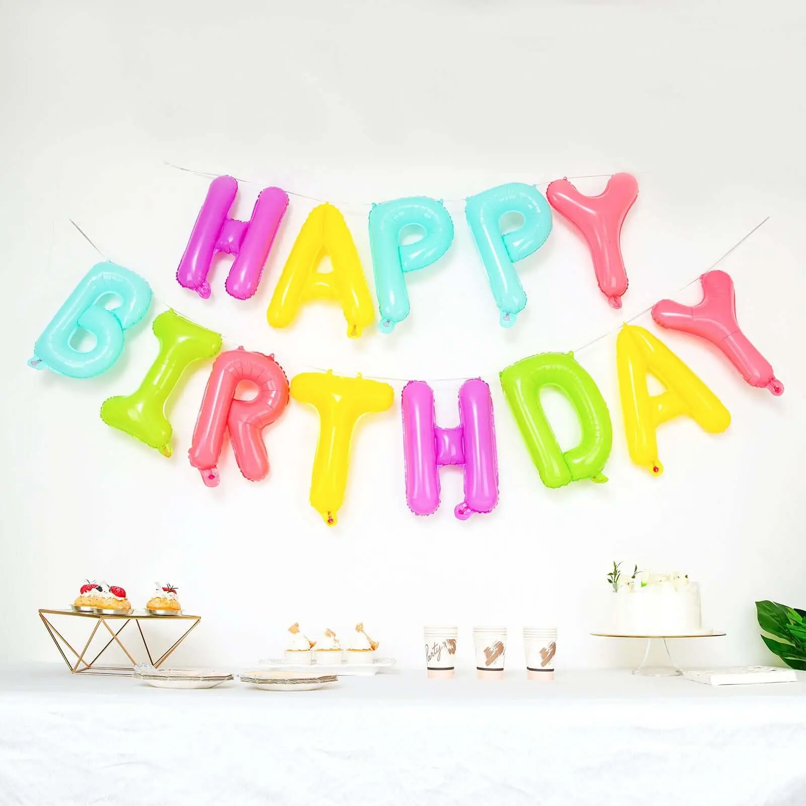 13" Ready-To-Use Colorful "Happy Birthday" Mylar Foil Balloon Banner, Balloon Party Supplies for Birthday Party