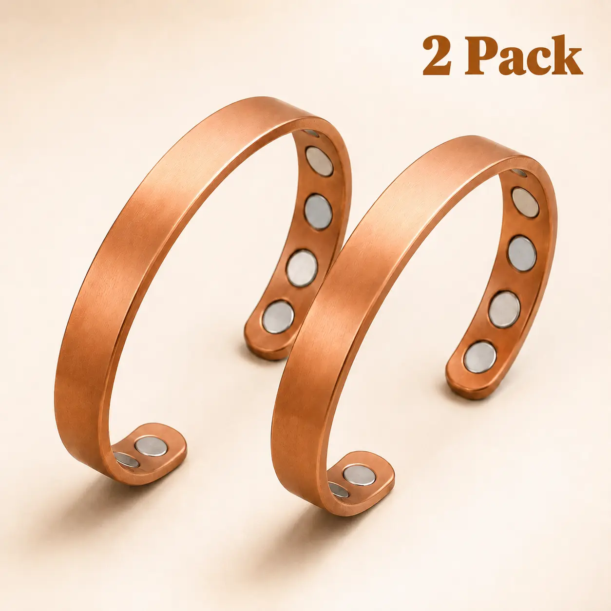 2 Pack Pure Copper Magnetic Adjustable Band Bracelets - Arthritis Pain Therapy Energy Cuffs, Fashion Costume Jewelry Bracelets & Bangles, Adjustable Band Bracelets & Bangles
