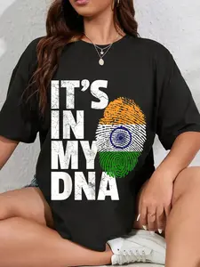 100% Cotton IT'S IN MY DNA India Flag Indian Men Women Novelty Gift T-Shirt