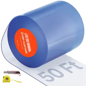 Clear PVC Strip Curtain, 50 Ft Long X 8 In Wide, Plastic Door Strip Bulk Roll, Walk-In Freezer And Cooler Curtain Strips For Doorways In Supermarkets, Garages, Warehouses, Barns, Pet Houses