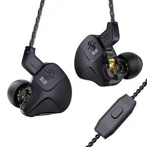 CCZ DC03 Wired Earphones for Gaming, 1DD HiFi Headphones in Ear Monitors for Singers Musician, Deep Bass Sound Noise Cancelling Wired Gaming Audio Earbuds, IEM Earphones with Detachable Cable(Black, with Mic) Electronic Headset