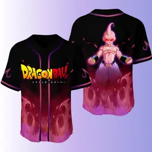 Unisex DragonBall Z Baseballs Jersey, Majin Buu Baseball Jersey, Goku Gogeta Shirt, Anime Lover