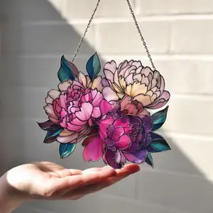 Pink Peony Suncatcher, Flower Lover Gift for Mom