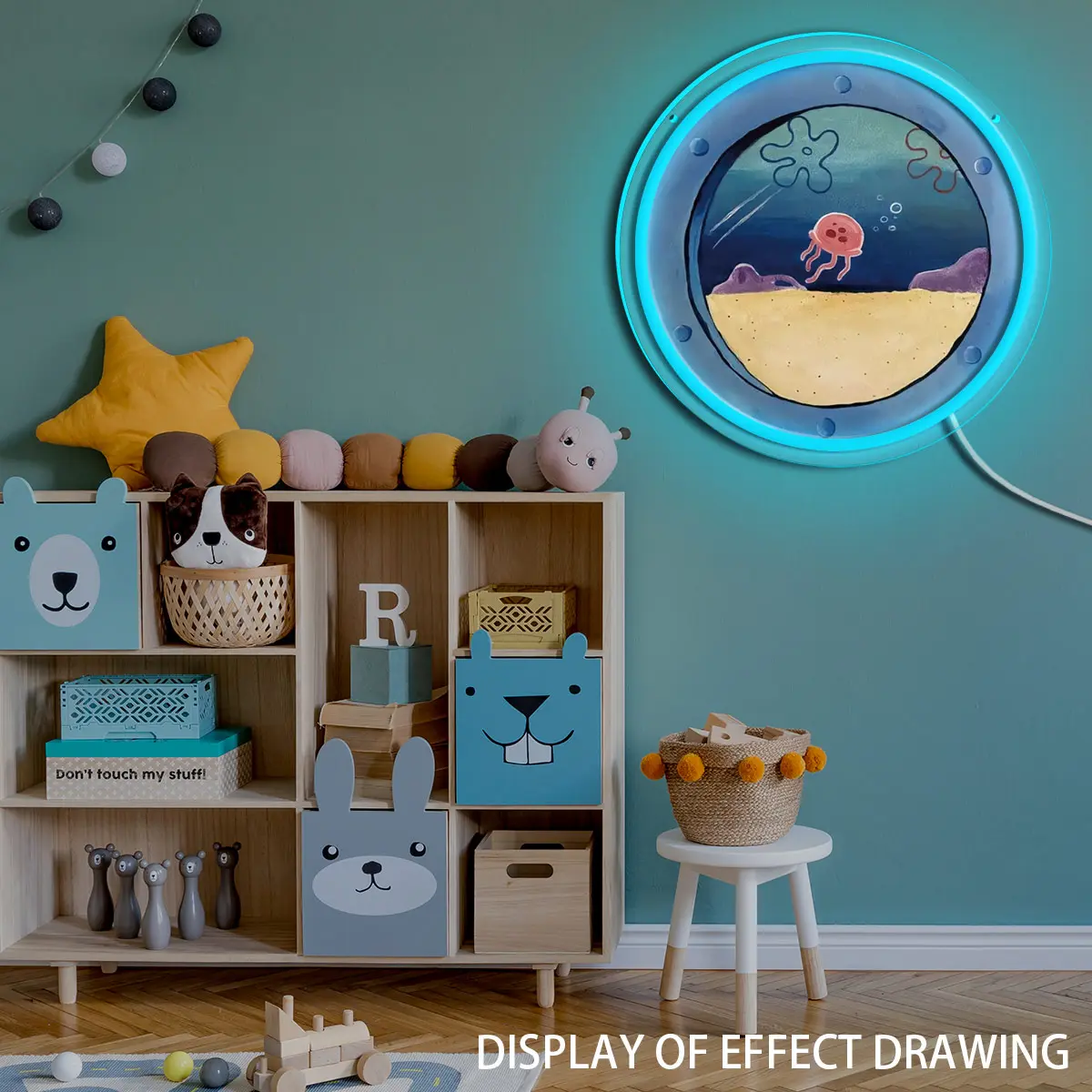 Ocean World Porthole Neon Signs,LED Under Sea Porthole Neon Signs for Wall Decor,USB Night Light for Game Room Bedroom Birthday Wedding Party Gifts Exquisite decorative gift suitable for SpongeBob fans-Father's Day