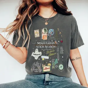 Retro Noah Kahan Songs Comfort Colors Shirt, Stick Season, Noah Country Music Concert, Halloween Music, Fall Season, Ghost Sweatshirt