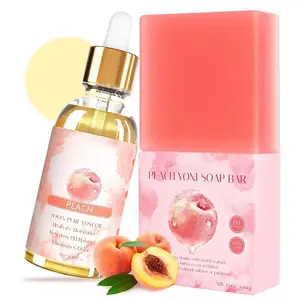2Pcs Yoni Soap and Yoni Oil Set, Wash for Women Feminine Wash  Deodorants pH Balance, Eliminates Odor, Peach Feminine Essential Oil 30ml/1 oz, 2 * 3.53 oz Peach  Care Soap