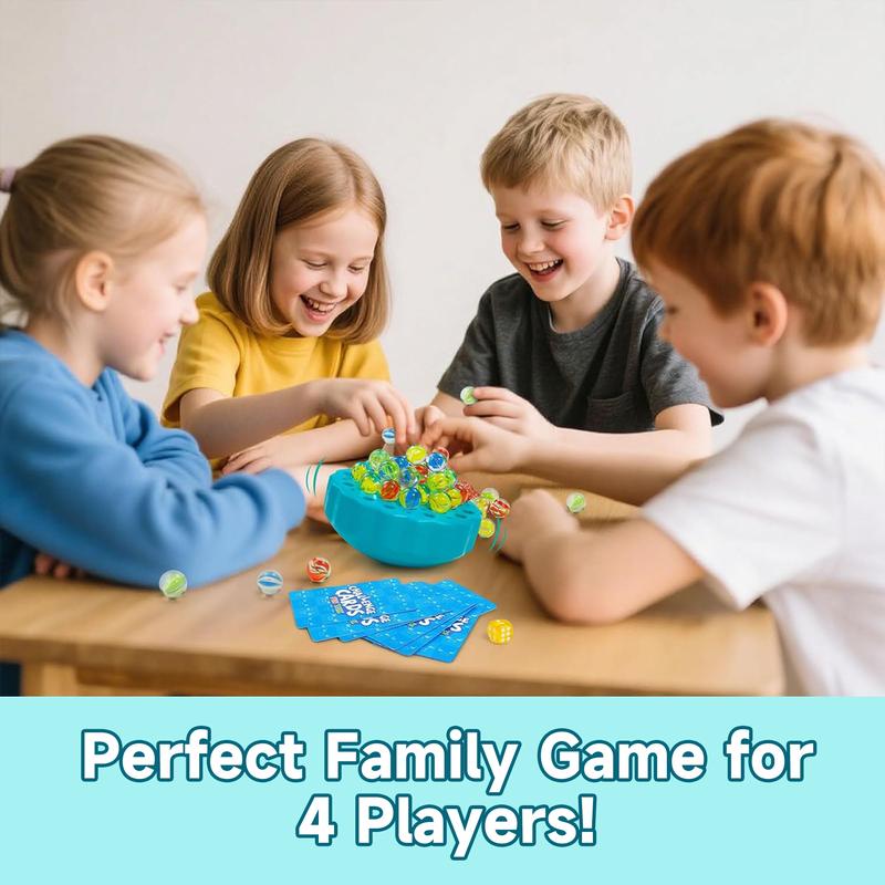 Family Edition Game Toy, Family Fun Game, Glass Marbles Jenga Wobble Ball Puzzle Marbles Balance Game Multiplayer Interactive Board Game, Dice & Challenge Cards - Suitable for 1 to 4 players Gifts, festive gifts