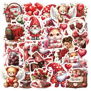 100 Pcs Valentine's Day Stickers, I Love You & Happy V-Day Designs with Adorable Gnomes, Bears and Hearts for Journaling, DIY Gifts - Ideal for Expressing Affection and Creating Festive Vibe
