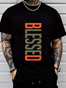 Trending "BLESSED" Distressed Graphic T-Shirt | Oversized Streetwear Tee for Men | Y2K Fashion, Hip Hop Style, Urban Casual Top | Perfect for Street Style, TikTok Outfits, Trendy Aesthetic Looks