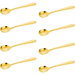 Small Spoons for Spice Jars 8 PCS 3.5 Inch Mini Gold Stainless Steel Sugar Spoons for Spices Salt Sugar Pepper Honey