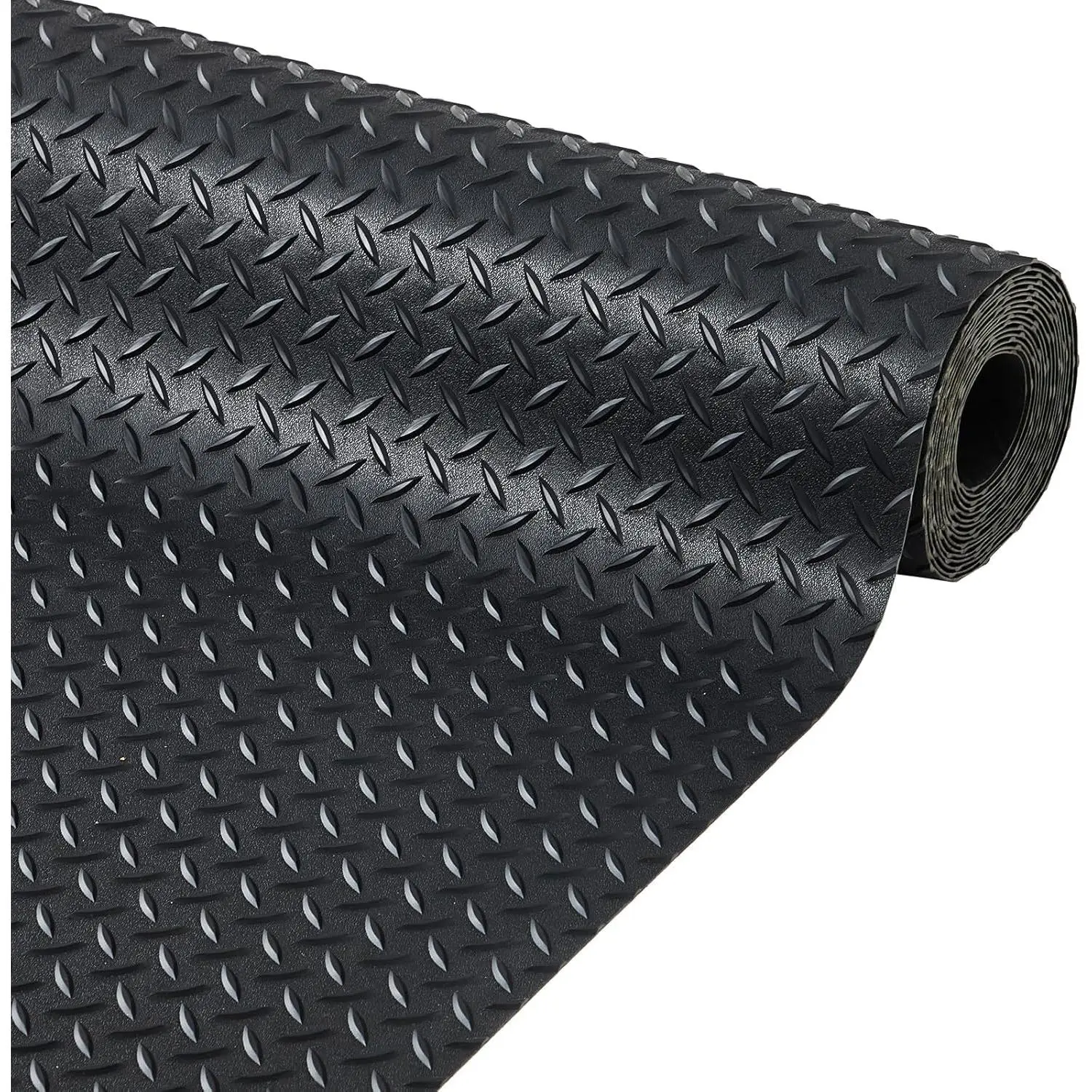 Garvee 4X10 FT Garage Floor Mat, 2.8Mm Thick Diamond Plate PVC Rubber Roll, Slip-Resistant Protection for Garage, Warehouse, Gym, Trailer, and SUV Use​​