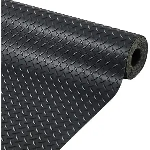 Garvee 4X10 FT Garage Floor Mat, 2.8Mm Thick Diamond Plate PVC Rubber Roll, Slip-Resistant Protection for Garage, Warehouse, Gym, Trailer, and SUV Use​​