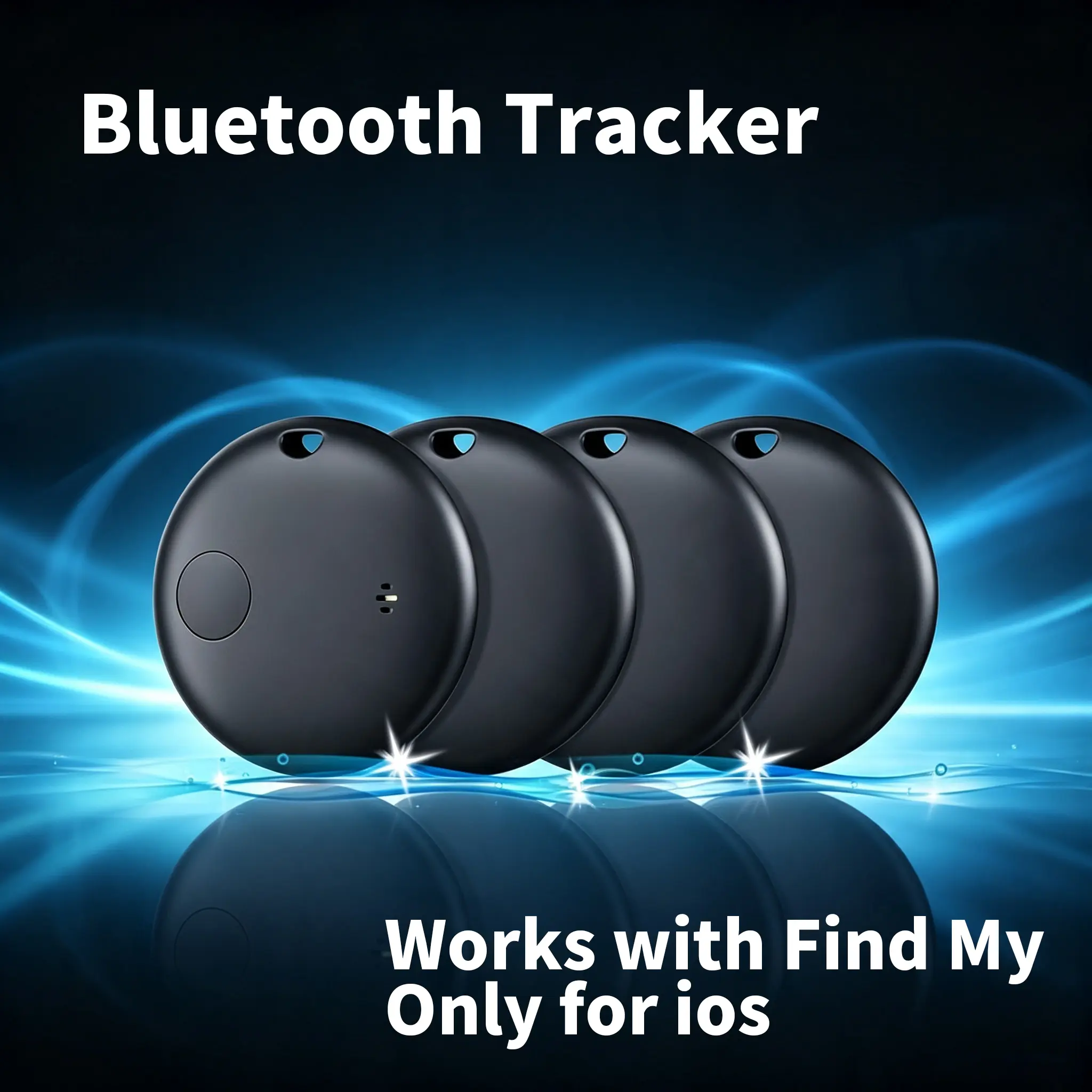 KUKIHO Air Tracker Tags-4 Pack, Smart Bluetooth Tracker Works with Apple Find My (iOS Only), Item Finder Key Finder with Replaceable Battery, Tracker Tag Locator for Keys, Luggage, Suitcases and Bags (Black)