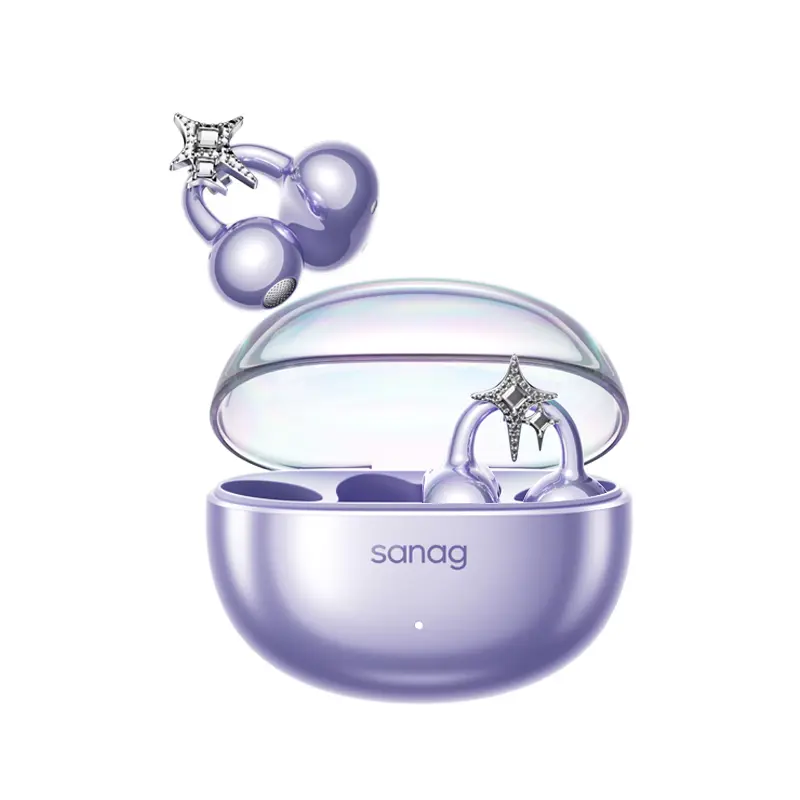 Sanag S6S Nova Open-Ear Clip-On Earbuds – Jewelry-Style Fit, No Sound Leak, All-Day Comfort for Work, Commute, Travel & Fitness